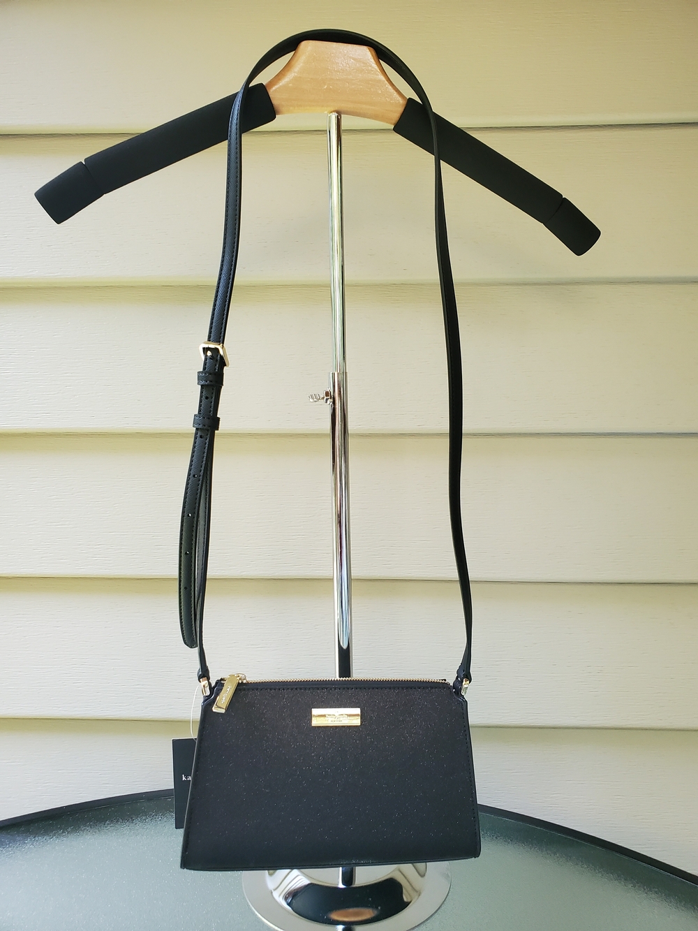 Kenzie Limited Edition Black Glitter Mini Crossbody. NWT